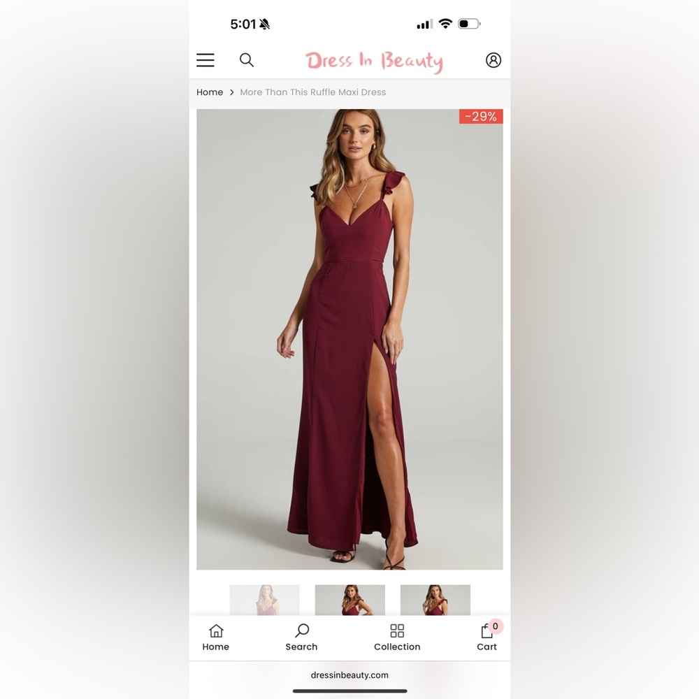 More Than This Ruffle Maxi Dress S Wine